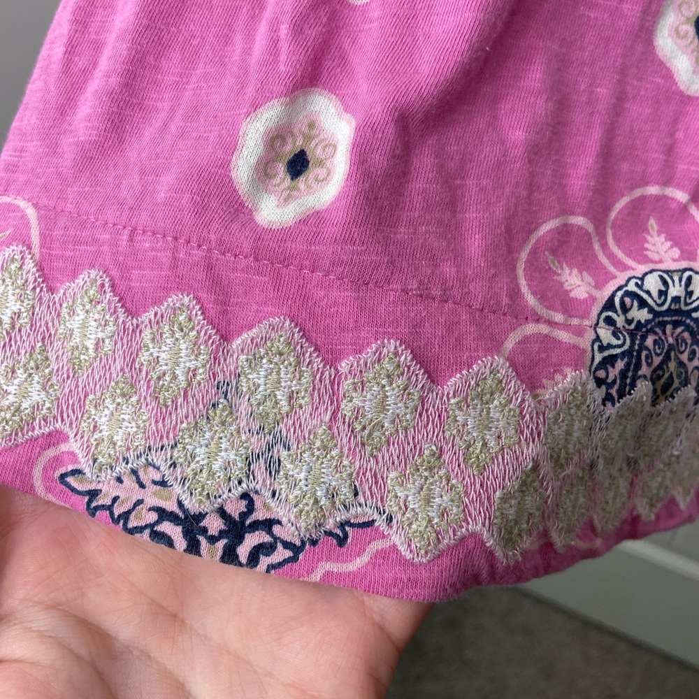 EUC Charter Club‎ women’s pink embroidered hem elastic cuff tunic blouse XL - Picture 4 of 7